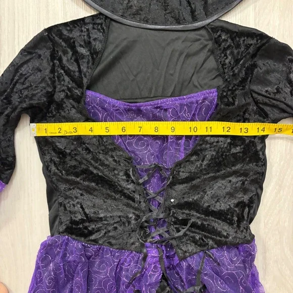 Potion Witch Girls Costume Halloween Black Purple Kids Junior Size Small Hat - Picture 8 of 10